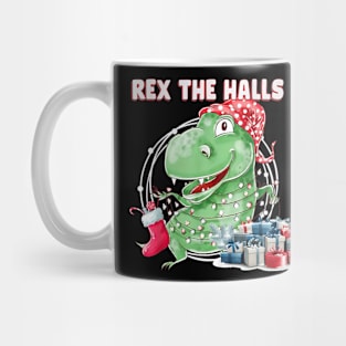 T Rex The Halls Christmas Dinosaur Mug